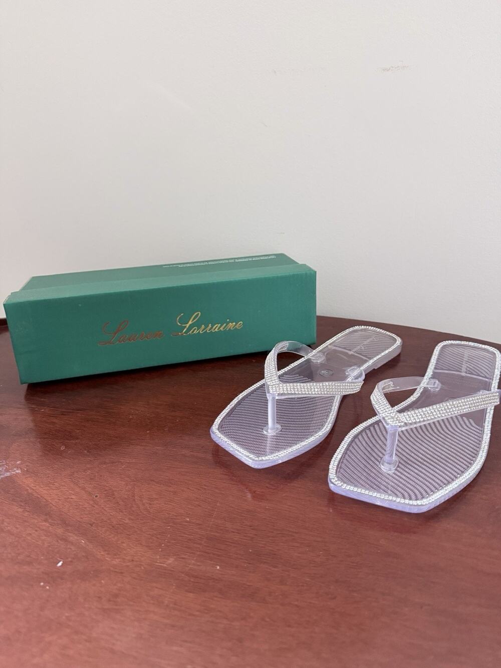 Lauren Lorraine Tampa Clear Bling Sandals Size 9 Bling Flip Flops
